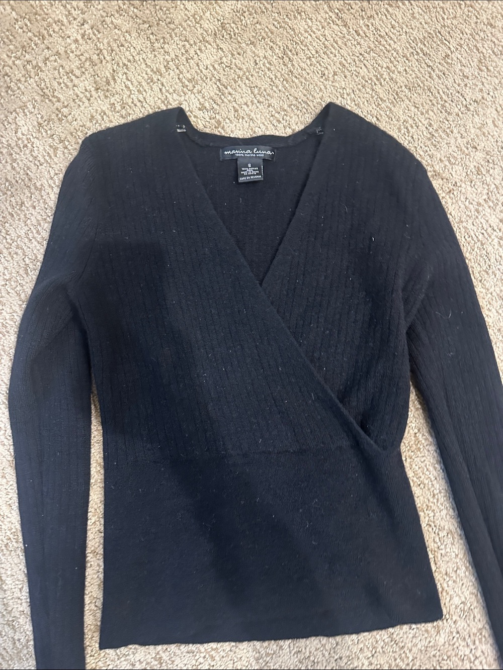 Black Wrap-Front Women's Sweater - Classic V-Neck